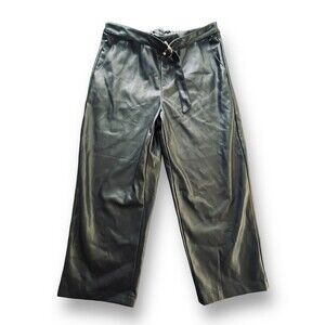 Marc New York Black Vegan Leather Belted Cropped Pants Women's Size 8 Goth NWT